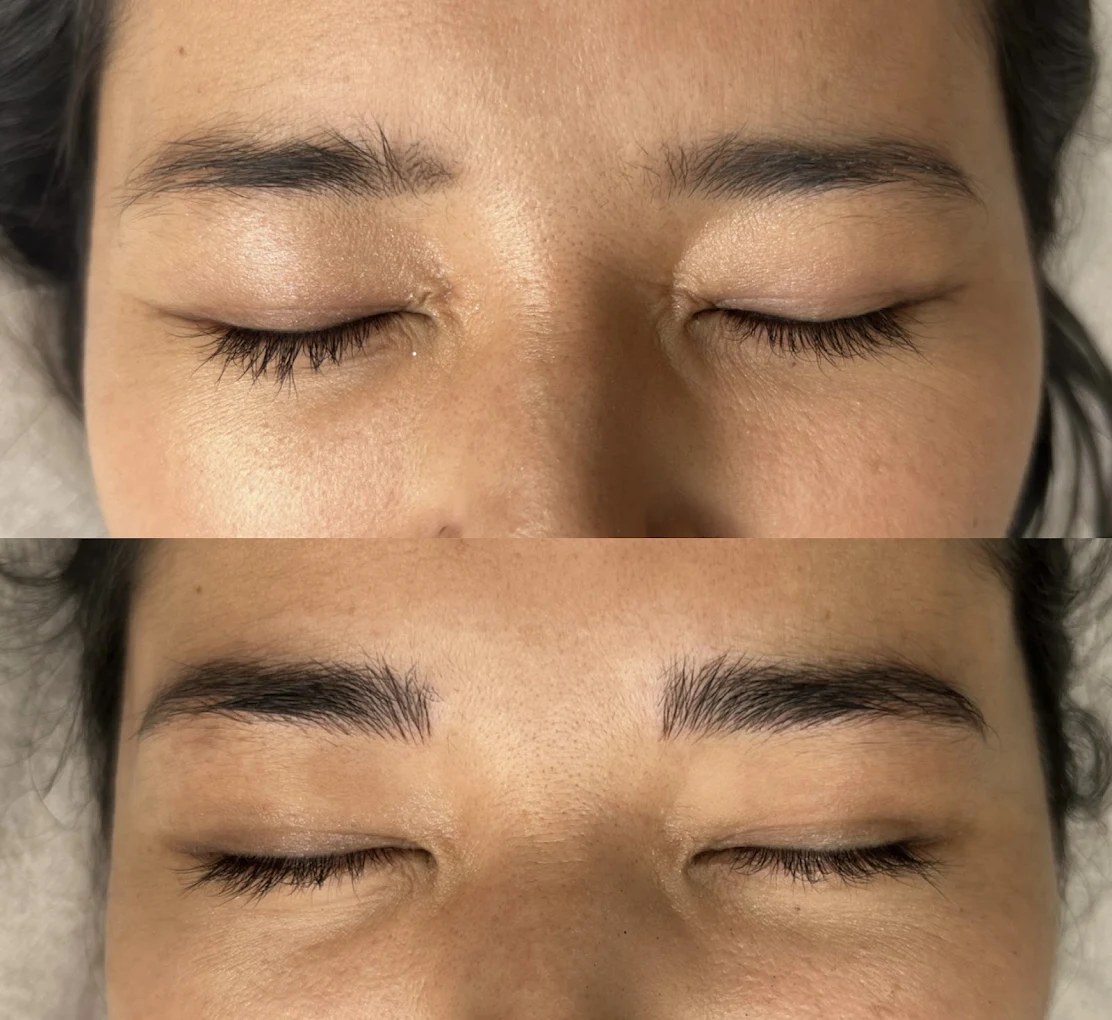 Microblading Honolulu before and after with full natural eyebrow shape by Beauty Touch PMU